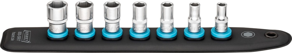[850-SR/7] HAZET SmartRail avec 7 emplacements 850-SR/7 ∙ Carré creux 1/4 pouce (6,3 mm) ∙ Profil Traction à 6 pans extérieurs ∙ 7 pièces ∙ 5,5 ∙ 6 ∙ 7 ∙ 8 ∙ 10 ∙ 11 ∙ 13