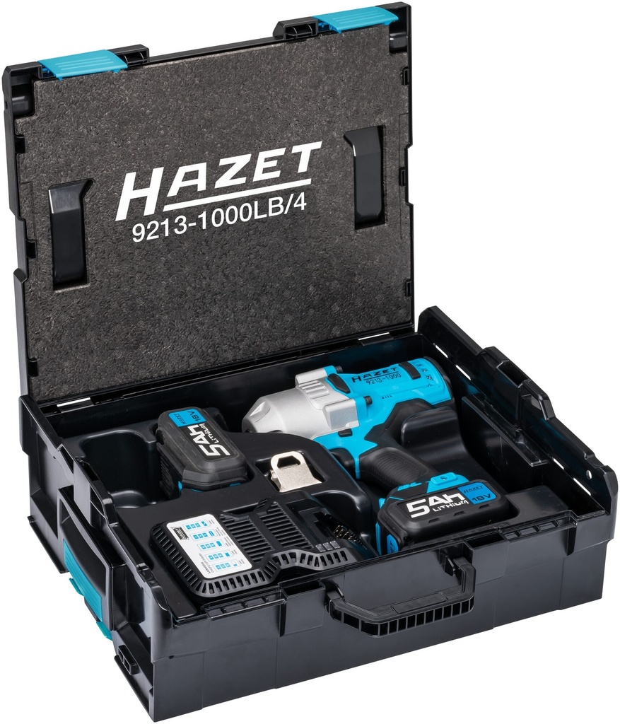 [9213-1000LB/4] HAZET Clé à chocs sans fil 9213-1000LB/4 ∙ Couple de desserrage maximal [Nm]: 1400 Nm ∙ Carré massif 3/4 pouce (20 mm) ∙ 4 pièces
