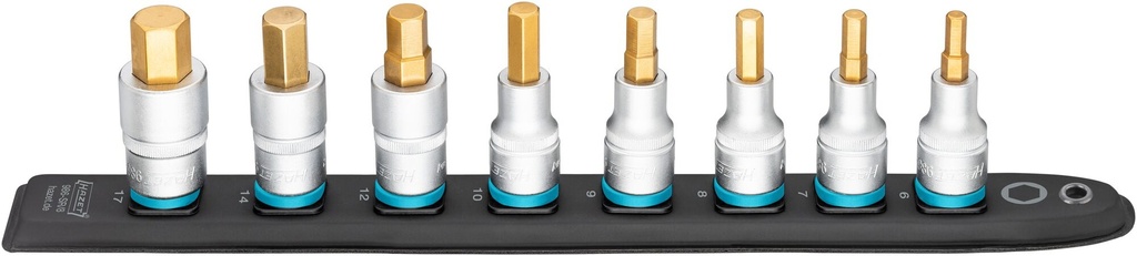 HAZET SmartRail ∙ barre enfichable flexible en matière plastique 986-SR/8 ∙ Carré creux 1/2 pouce (12,5 mm) ∙ Profil à 6 pans intérieurs ∙ 8 pièces ∙ 6 ∙ 7 ∙ 8 ∙ 9 ∙ 10 ∙ 12 ∙ 14 ∙ 17