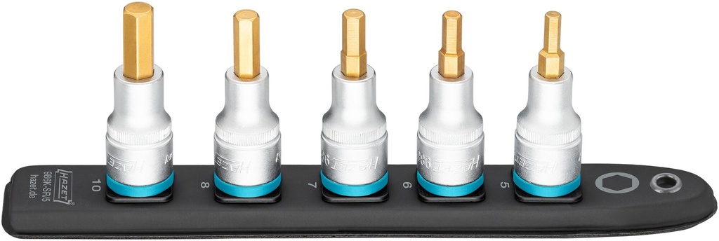 HAZET SmartRail ∙ barre enfichable flexible en matière plastique 986K-SR/5 ∙ Carré creux 1/2 pouce (12,5 mm) ∙ Profil à 6 pans intérieurs ∙ 5 pièces ∙ 5 ∙ 6 ∙ 7 ∙ 8 ∙ 10