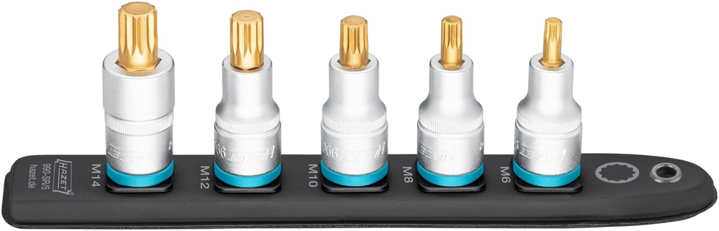 HAZET SmartRail ∙ barre enfichable flexible en matière plastique 990-SR/5 ∙ Carré creux 1/2 pouce (12,5 mm) ∙ Profil denture multiple intérieur XZN ∙ 5 pièces ∙ M6 ∙ M8 ∙ M10 ∙ M12 ∙ M14