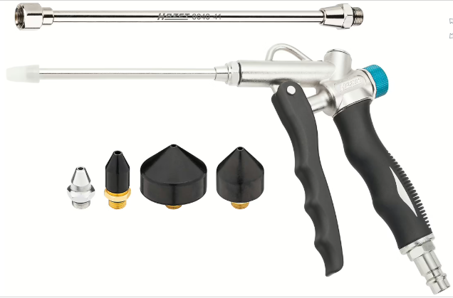 [9040-4/6] HAZET - Pistolet de soufflage à 2 voies ∙ jeu de cônes ∙ 6 pièces