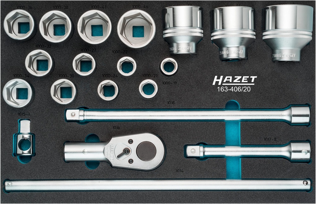 [163-406/20] HAZET - Jeu de clés à douilles ∙ 20 pièces