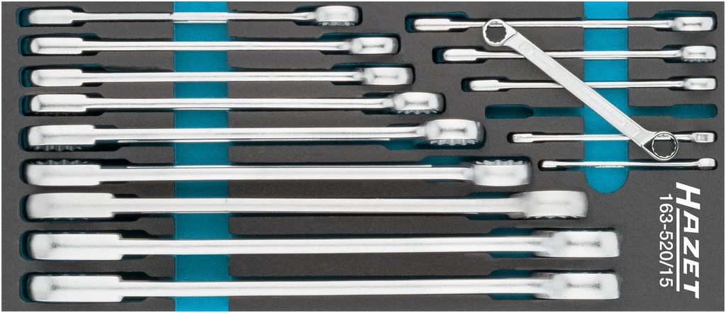 HAZET Jeu de clés polygonales doubles 163-520/15 ∙ Profil Traction à 12 pans extérieurs ∙ 15 pièces ∙ 6 – 34
