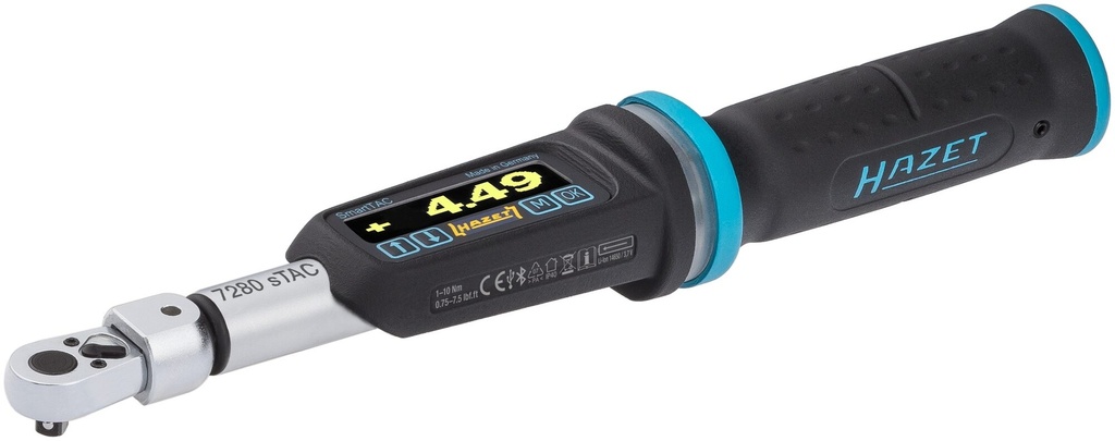 [7280-2STAC] HAZET - Clé dynamométrique à serrage couple et angle ∙ électronique ∙ SmartTAC SYSTÈME 7000 sTAC ∙ 1 – 1000 Nm