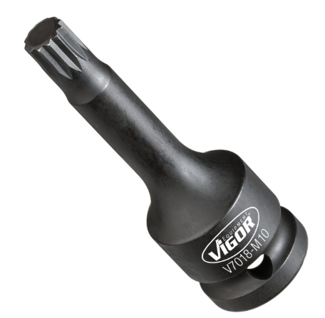 [V7018-M10] VIGOR V7018-M10 Douille mâle à chocs pour vis à denture multiple (XZN)