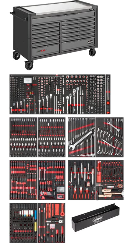 [V4481-XXL/929] VIGOR V4481-XXL/929 Chariot d'atelier ensemble XXL de 929 pièces