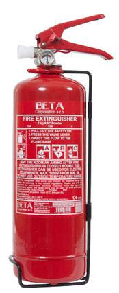[0002BETA] EXTINCTEUR / FEUERLOESCHER PP2 KG BETA-L POUDRE/PULVER  CLASS ABC RATING: 13A/70B MIT SPANNBANDHALTERUNG AV SUPPORT/ATTACHE DUREE DE VIE 5 ANS SNCT 4 ANS