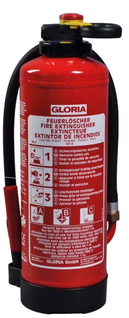 GLORIA FEUERLOESCHER PULVER PSE6 / EXTINCTEUR POUDRE CLASS ABC GENORMT DIN 3 EUR DUREE DE VIE 20 ANS