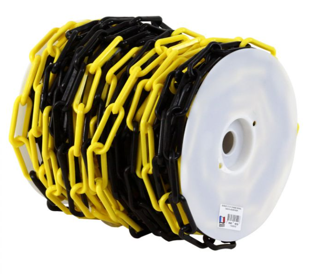 [1165175] [⚠Déstockage] BOBINE CHAINE POLYETHYLENE 50m, 6mm NOIR/JAUNE