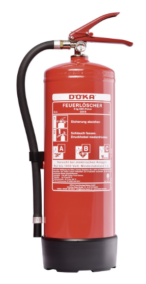 [1310-0110] FEUERLOESCHER 6KG PULVER / EXTINCTEURS POUDRE CLASS ABC GN6A3M, 34A/233B/C, 10/15LE DAUERDRUCK M. MANOMETER DOEKA PRESSION PERMANENTE Rating (LE): 34A (10) / 233B (15) / C LE 10 DUREE DE VIE 5 ANS
