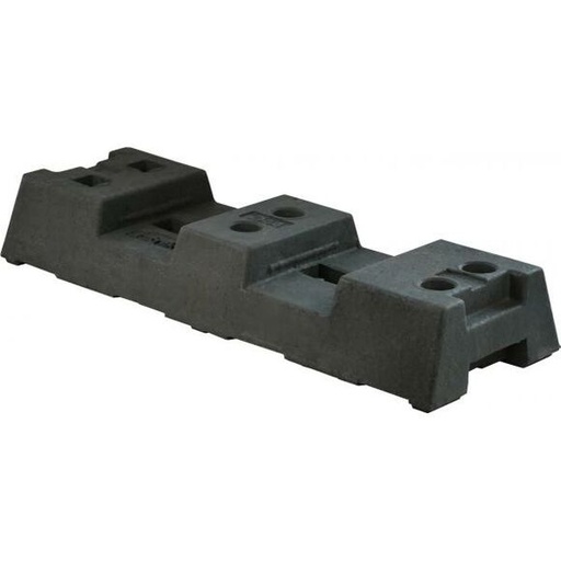 [3F110L] Socle pour clôture mobile en matière recyclée Longueur: 800 mmHauteur: 125 mmLargeur: 290 mmavec 4 alésages (Ø 42 mm)et 2 x 40 mm x 40 mm16 kg (PIECE)
