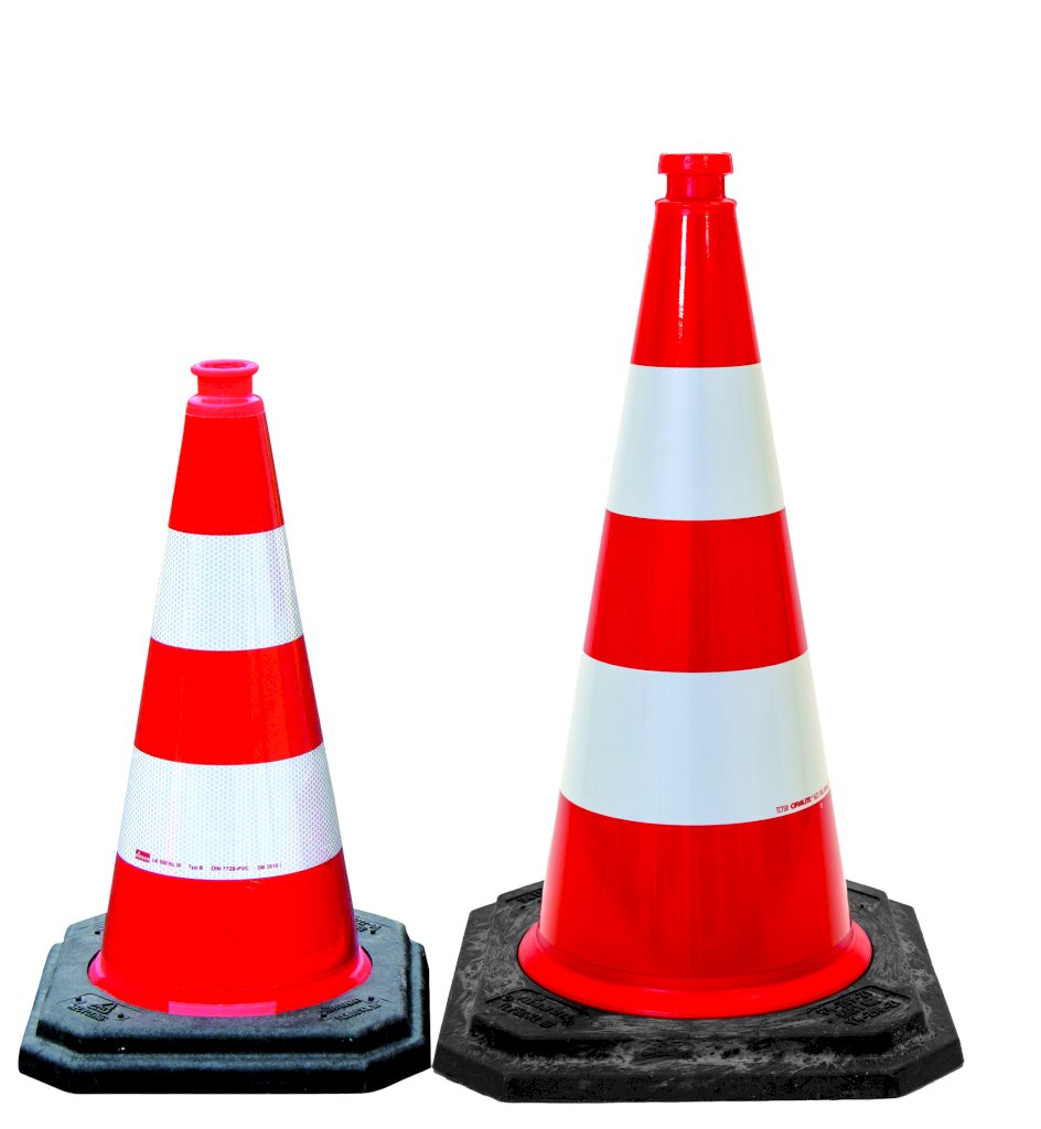 [71110-3] LEITKEGEL / cône de signalisation 500mm FOLIE TYP 1 2 STREIFEN WEISS RETROREFLECKTIEREND GEWICHT 2,5 KG (PIECE)