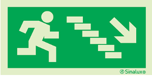 [F0031F30151] PICTO ESCALIER DE SECOURS DESCEND A DROITE 300X150