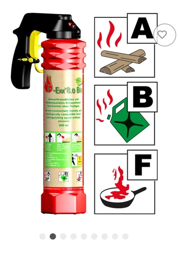 [FIRE-EX8.0BIO] KLEINLOESCHER 800ML CLASS ABF BIO 5F 3A 8B LOESCHLEISTUNG MIT GRIFF TECTRO VAL 3 ANS