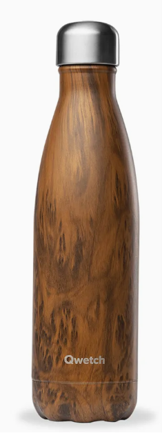 [QD3084] [⚠Déstockage] BOUTEILLE ISOTHERME QWETCH  INOX DOUBLE PAROI (CHAUD 12H - FROID 24H)  MODELE WOOD 500 ML (PIECE)