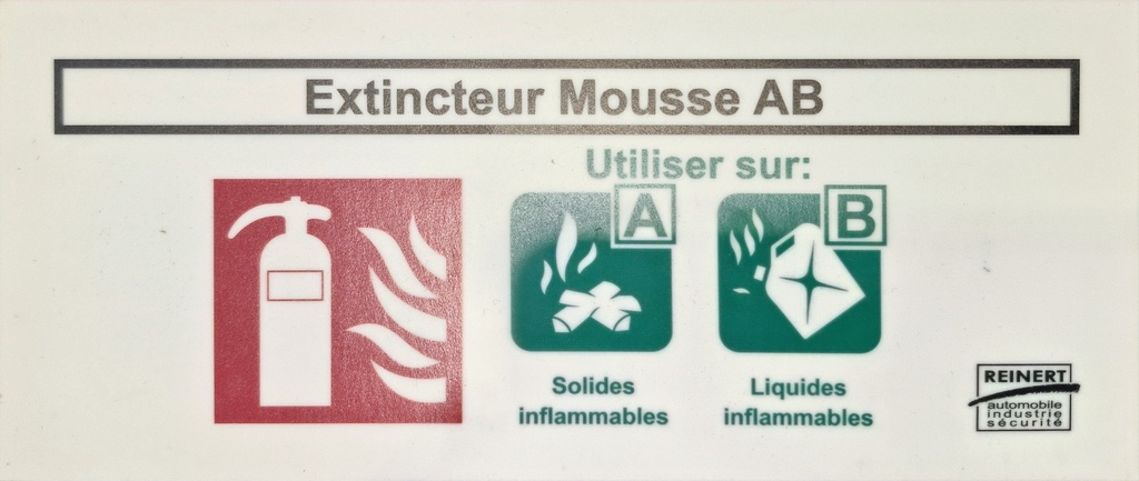 [RETT1251] [⚠Déstockage] EXTINCTEURS MOUSSE AB KUNSTSTOFF LANGNACHLEUCHTEND 85X200MM MIT TEXT REINERT (PIECE)