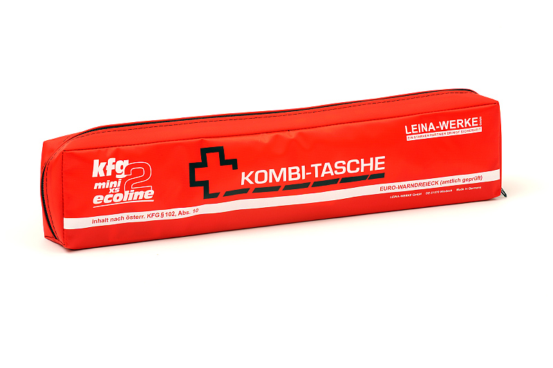 [83889LE] MINI-KOMBITASCHE M3 XS ROT - FÜLLUNG DIN 13164 - PANNENWARNDREIECK EURO MINI XS/SPIDER - WARNWESTE DIN EN ISO 20471 ABMESSUNGEN: 440x70x115 mm