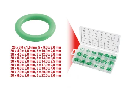 KSTools 970.0260 Assortiment de joints toriques pour climatisation HNBR, interieur Ø 3-22mm, 225 pcs