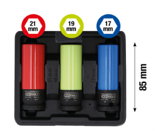 [515.1070] KSTools 515.1070 1/2" Jeu de douilles à chocs pour jantes aluminium robustes, 3 pcs 17, 19 et 21mm