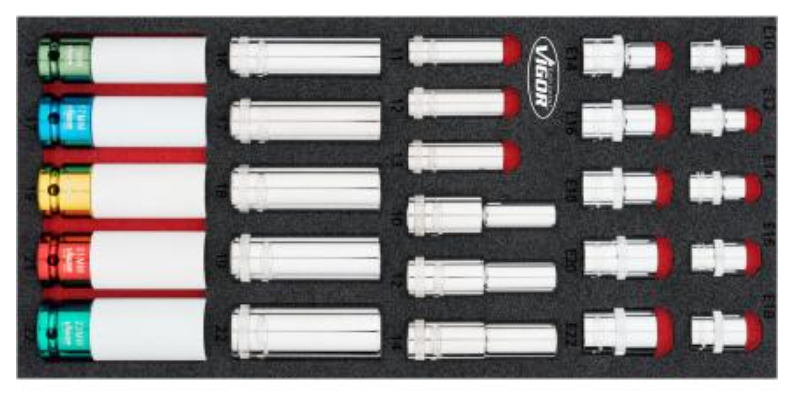 [V7323] VIGOR V7323 Jeu de douilles (26 pcs)