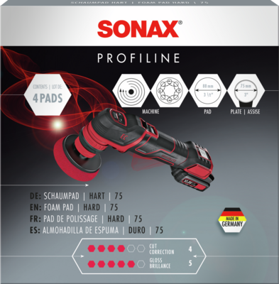 [04921410SONAX] [⚠Déstockage] SONAX 04921410 Pad de polissage hard 75 - 4 pcs