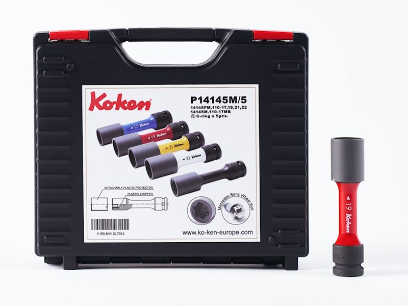 [P14145M/5] KO-KEN - P14145M/5 - 1/2" Kit de montage de roue de voiture, en cassette plastique 17,19,21,22mm + 17MB
