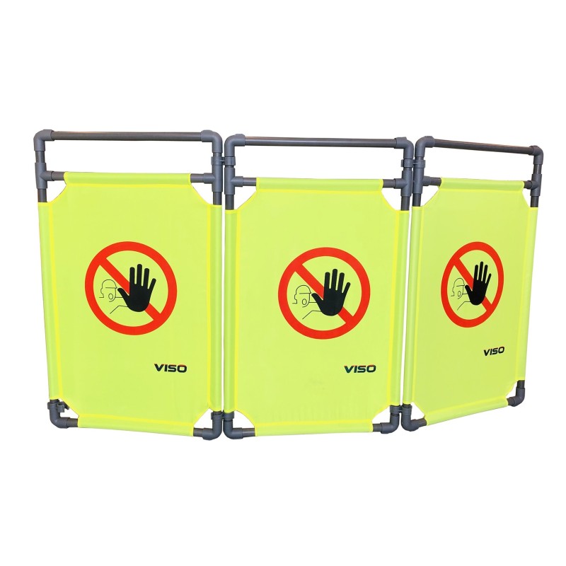 [TRAVOLITE] Barrière d'intervention PVC 1000 mm - 3 vantaux - logo 'Interdiction' - Jaune - 1M X 1.70M
