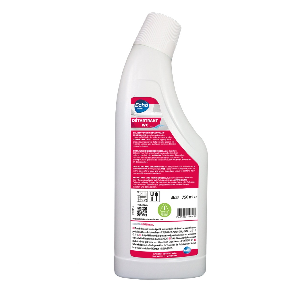 [7500139] [7500139] ECHOCLEAN DETARTRANT WC (750ML) Gel nettoyant détartrant WC prêt à l'emploi