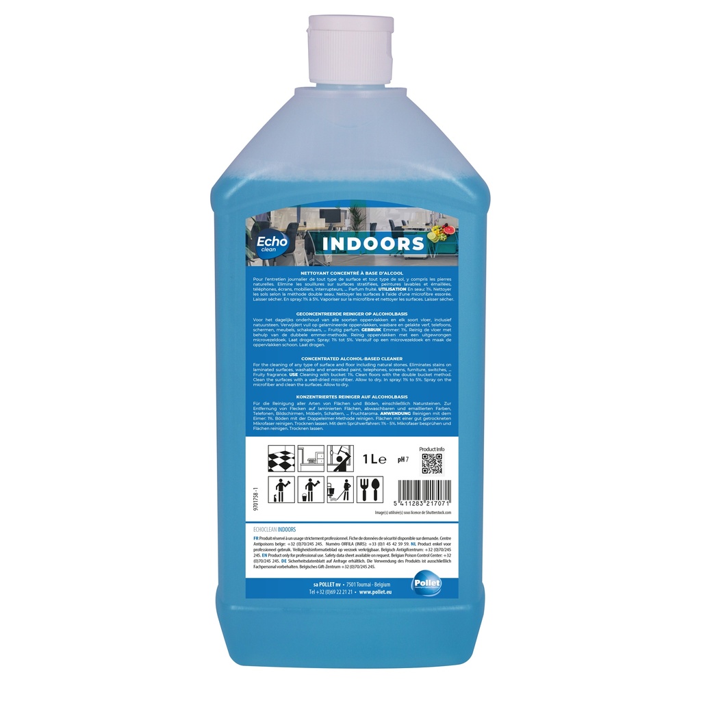 [2112770] ECHOCLEAN INDOORS (12 x 1L) Détergent toutes surfaces