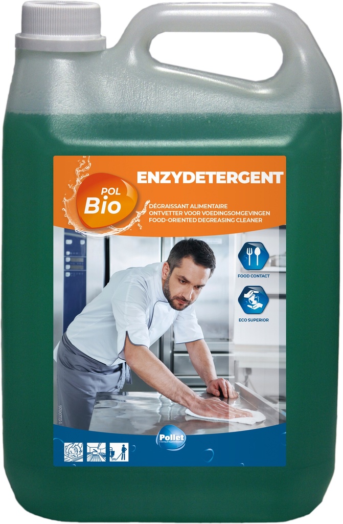 [1102974] POLBIO ENZYDETERGENT - POD (2 X 5 L) Détergent enzymatique pour la plonge et les sols