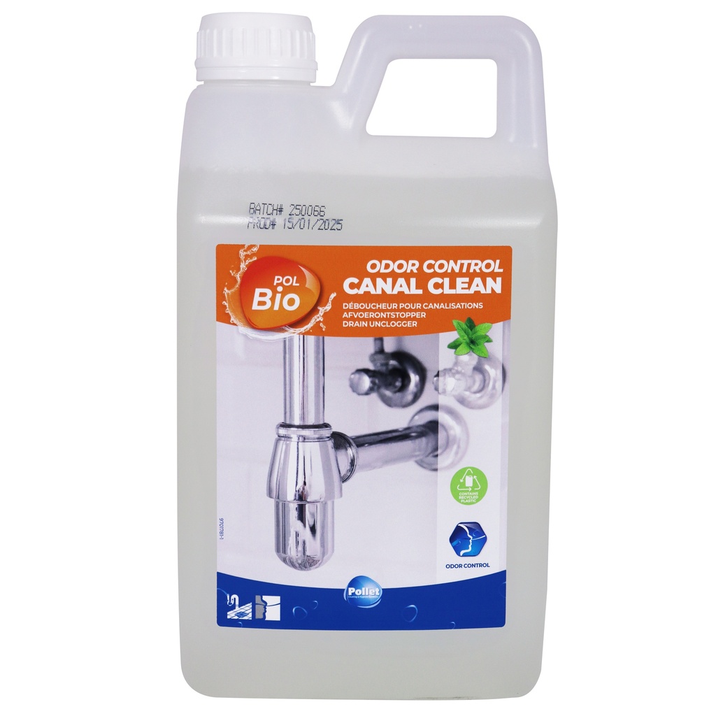 [2800072] POLBIO ODOR CONTROL CANAL CLEAN (4 X 2 L) Produit enzymatique pour l' entretien des canalisations