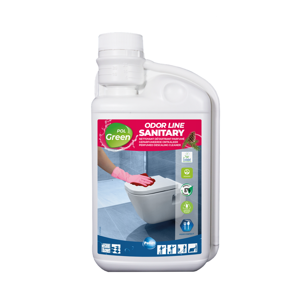 [2112344] [2112344] POLGREEN ODOR LINE SANITARY ( 1L) Nettoyant détartrant écolabellisé, fortement parfumé, pour l'environnement sanitaire