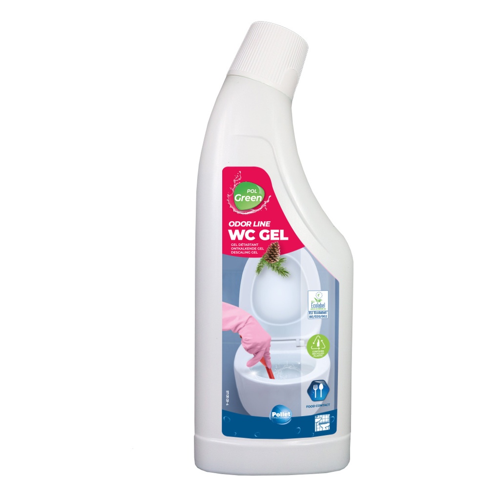 [5203140] [5203140] POLGREEN ODOR LINE WC GEL ( 750ML) Gel nettoyant détartrant WC Ecolabel prêt à l'emploi pour l'entretien journalier et préventif des cuvettes WC/urinoirs. Nettoie, détartre et désodorise
