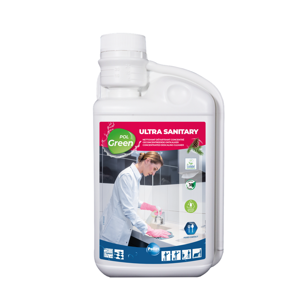 [3300344] POLGREEN ULTRA SANITARY (6 x 1L) Nettoyant détartrant écolabellisé, ultra concentré, pour l'environnement sanitaire