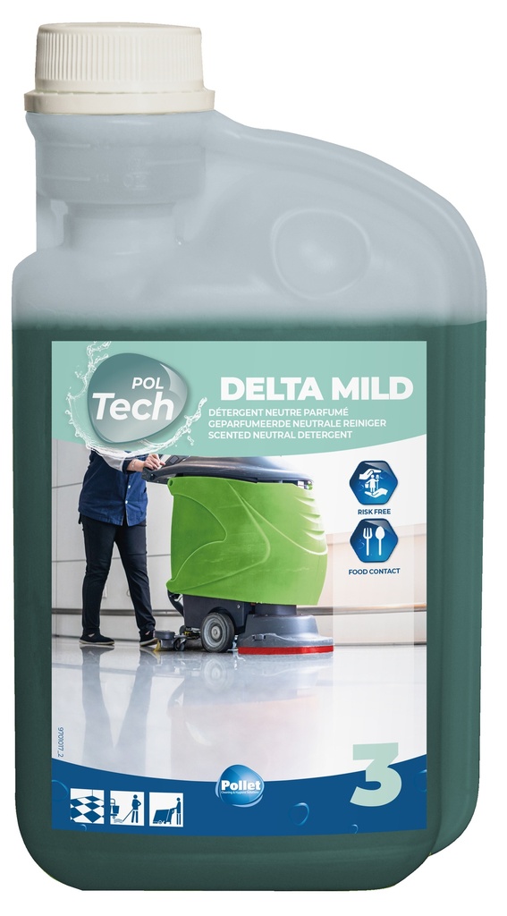 [2701244] POLTECH DELTA MILD (6 x 1L) Détergent neutre à base de savon pour l'entretien et la protection des sols thermo ou carrelés