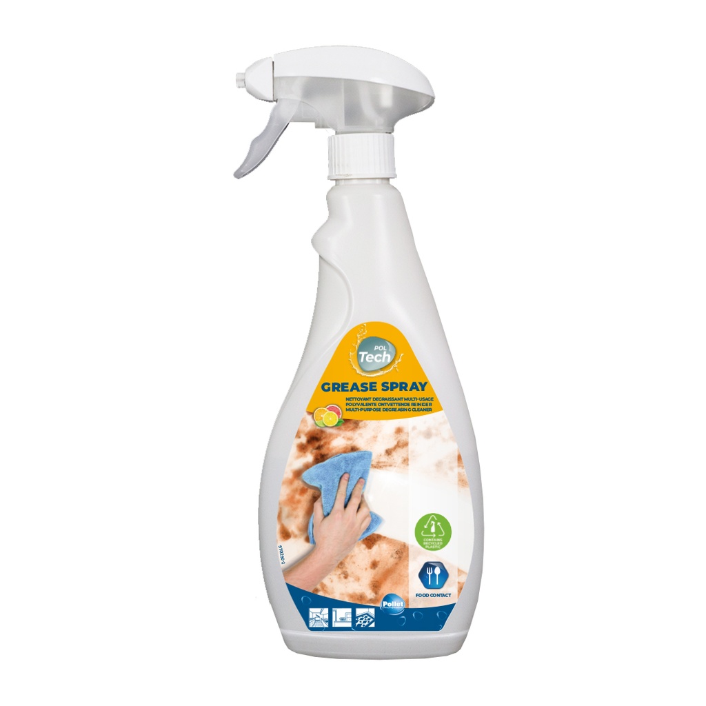 [2201941] POLTECH GREASE SPRAY (6 x 750ML) Dégraissant, détachant moquette, qualité alimentaire