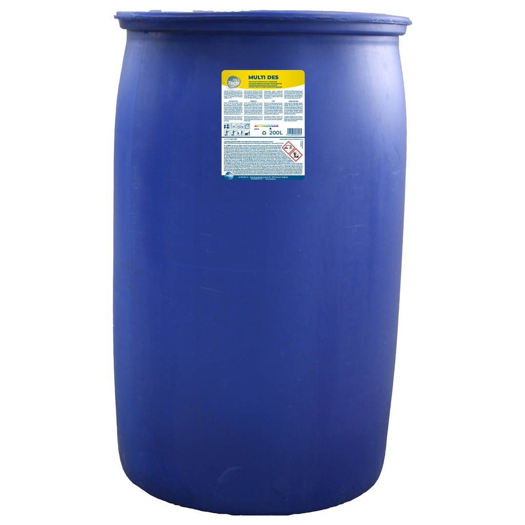 [2500195] POLTECH MULTI DES (200L) Dégraissant désinfectant à large spectre concentré