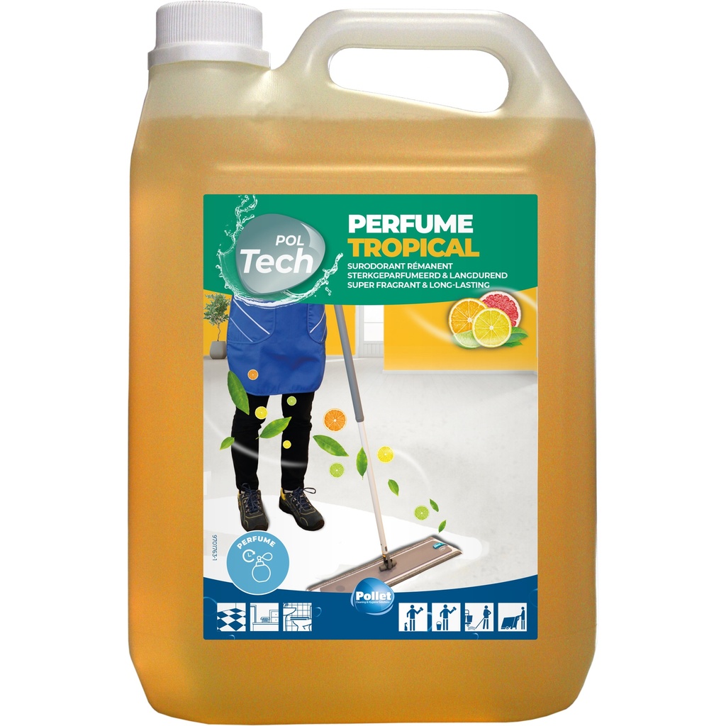 [2100017] POLTECH PERFUME TROPICAL (4 X 5 L) Détergent dégraissant sur-odorant parfum agrumes