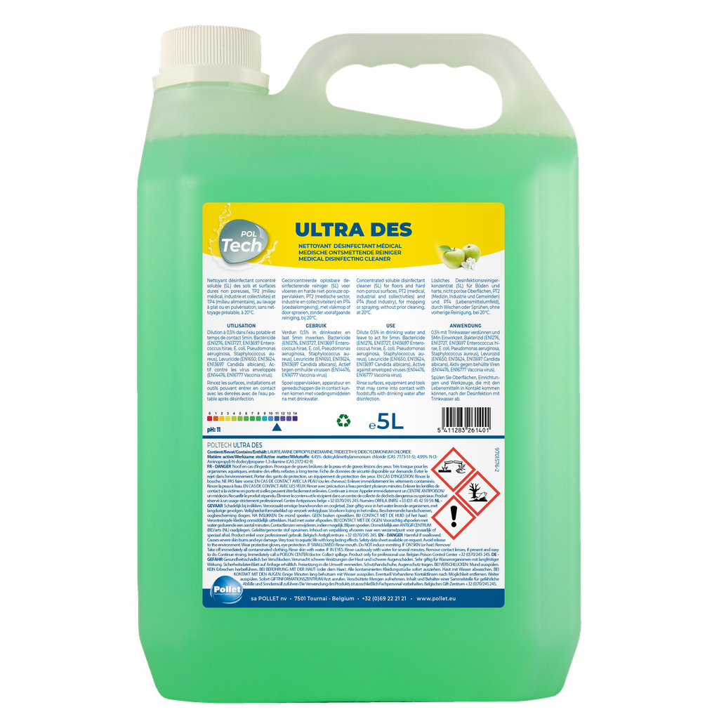 [2501358] [2501358] POLTECH ULTRA DES SPRAY ( 5L) Dégraissant désinfectant à large spectre PAE - Norme hospitalière