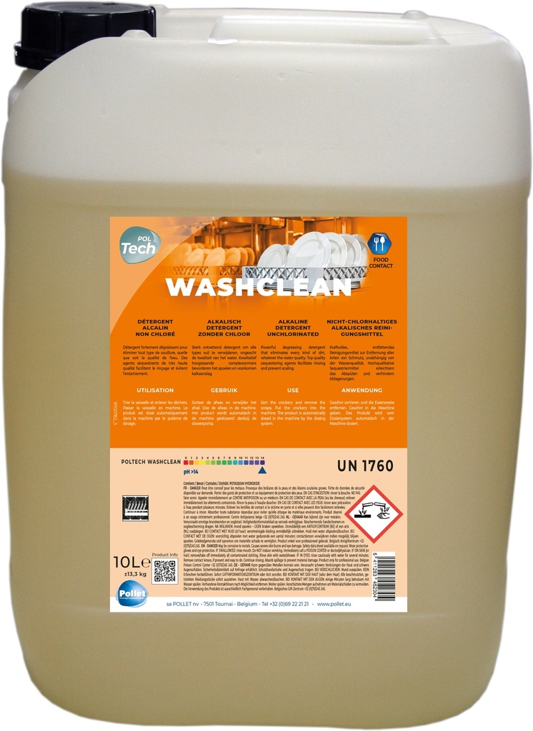 [4511023] POLTECH WASHCLEAN (10L) Détergent de lavage lave vaisselle