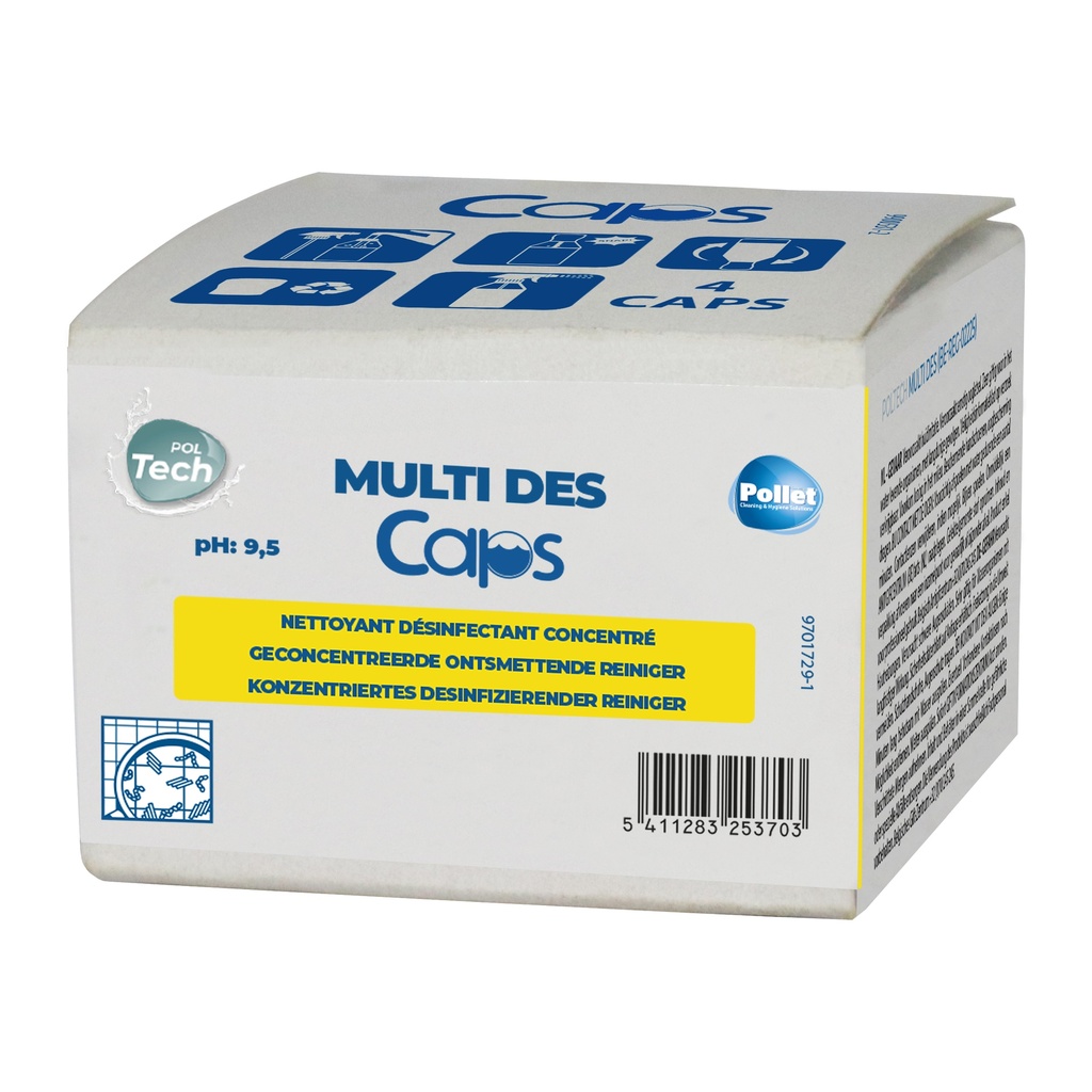 [2500073] POLTECH MULTI DES CAPS (32 x 4 Caps 30ml) Dégraissant désinfectant alimentaire