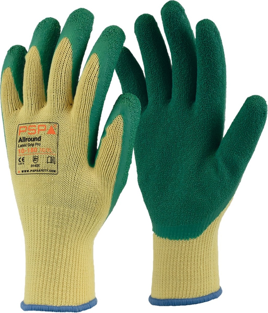 [10-140T7] GANT ALLROUND LATEX GRIP |JAUNE/VERT|EN388 3142X (7)