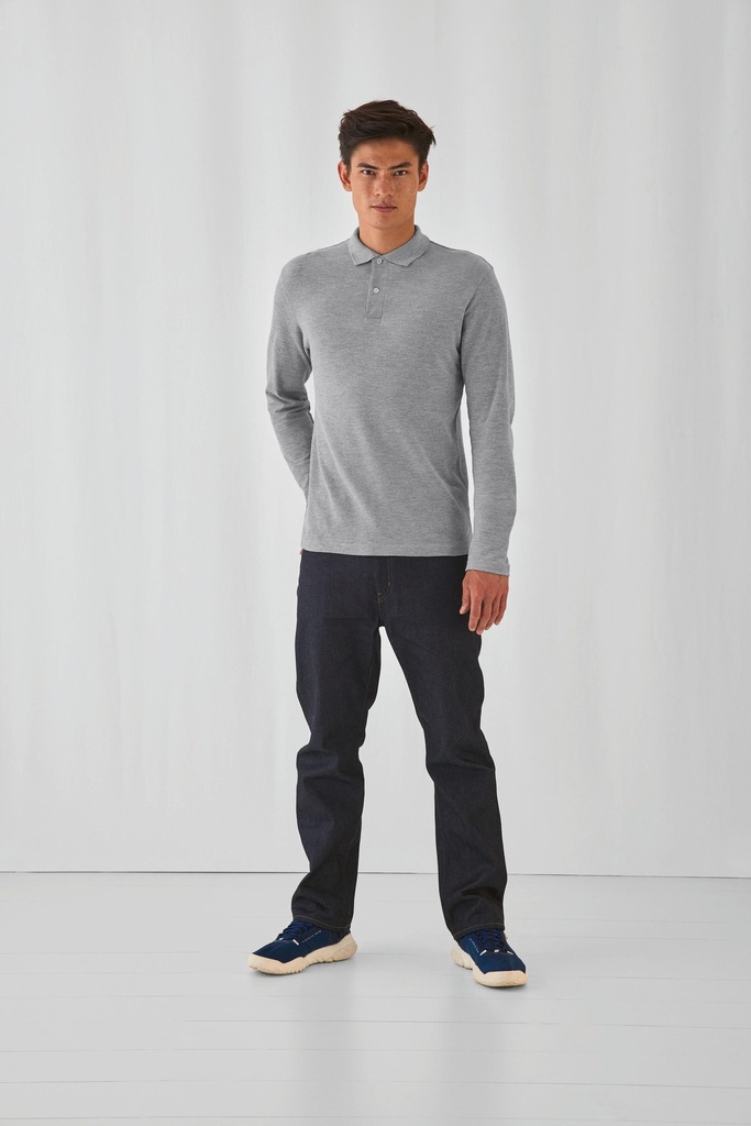 CGPUI12C - Polo homme ID.001 manches longues - Heather Grey