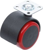BGS - 80336 - Roue double / pivotante rouge/noire 50 mm