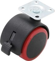 [80338BG] BGS - 80338 - Roue double / pivotante avec frein rouge/noire 50 mm