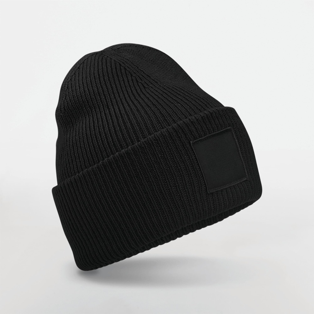 B336R - Bonnet à large revers avec patch ton sur ton - CloudGrey