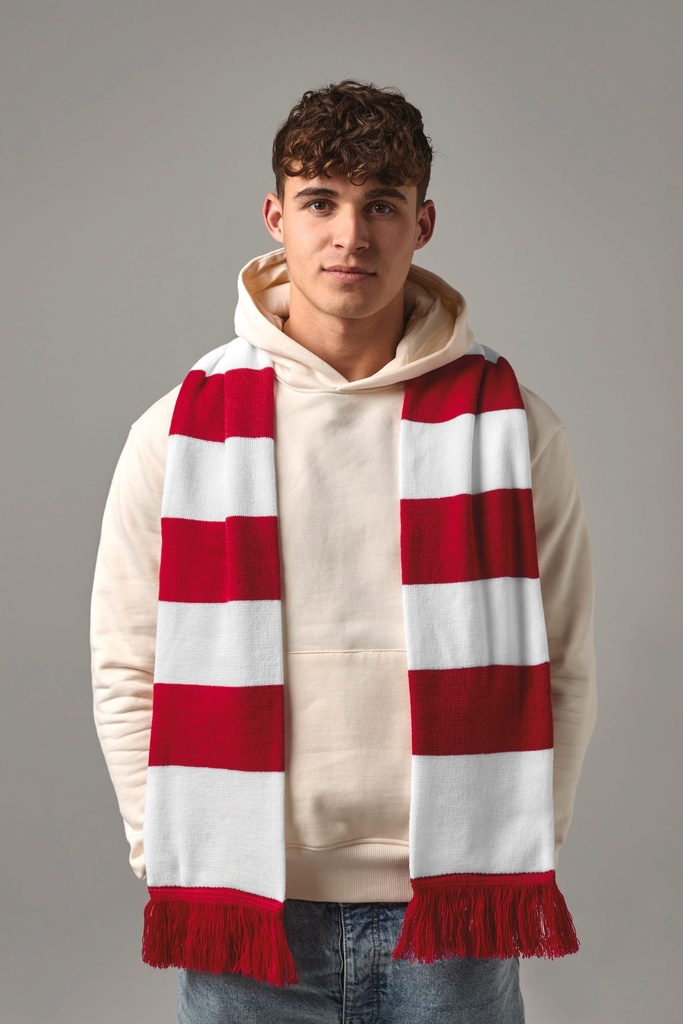 [B479-FrenchNavy_White-OneSize] B479 - Écharpe rayée Stadium  - FrenchNavy_White