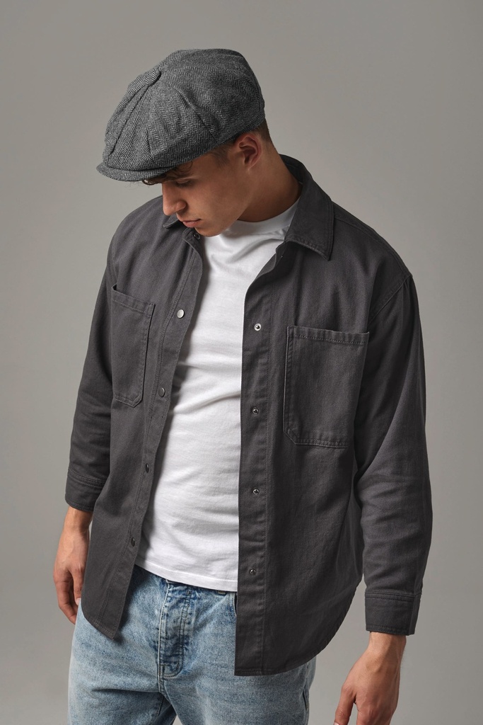 [B628-CharcoalHerringbone-S/M] B628 - Casquette gavroche "Heritage" - CharcoalHerringbone (S/M)