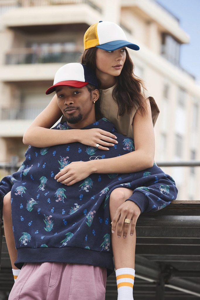 [B639-Navy_Red-OneSize] B639 - Casquette trucker 5 panneaux multicolor - Navy_Red